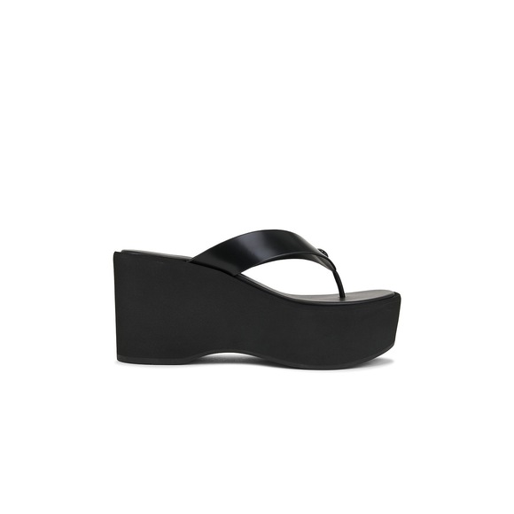 New Coach Sculpted Platform Flip Flop in Black wedge sandal heel designer logo - Picture 1 of 14